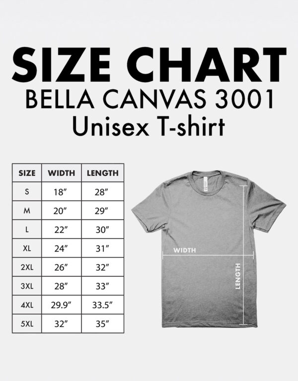 Bella + Canvas 3001 Size Chart